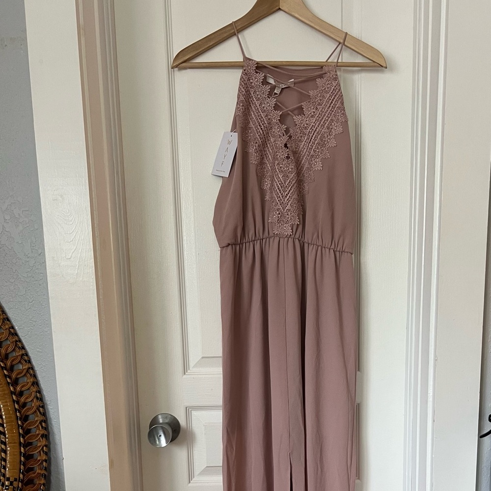 Mauve lace crisscross dress